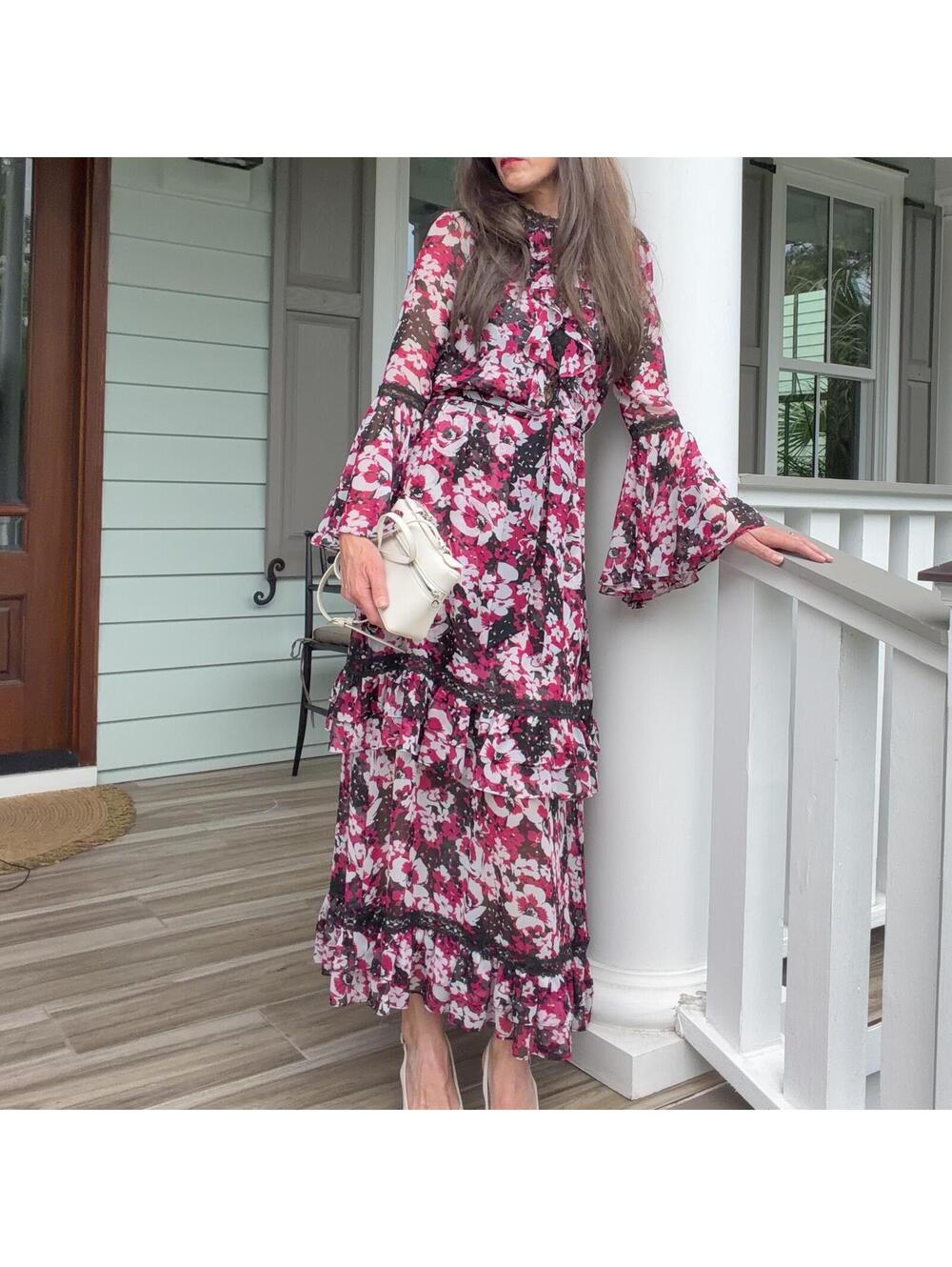 MISA Los Angeles Floral Print Ruffle Maxi Dress Size XS - Picture 8 of 8